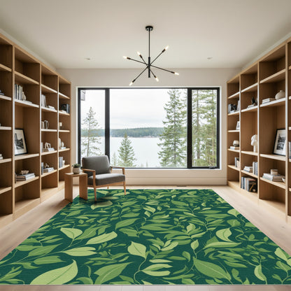 Deep Green Verdant Leafy Vines Rug