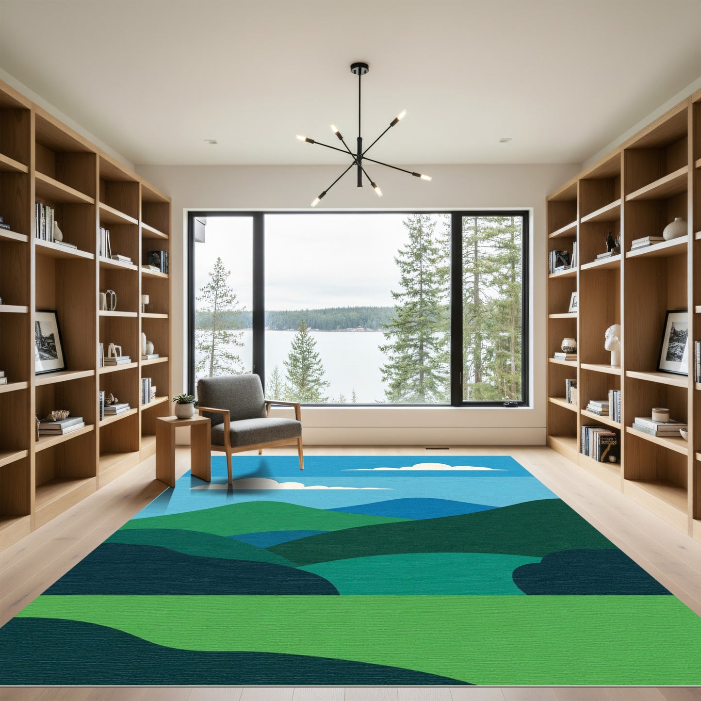 Verdant Hills Abstract Landscape Rug
