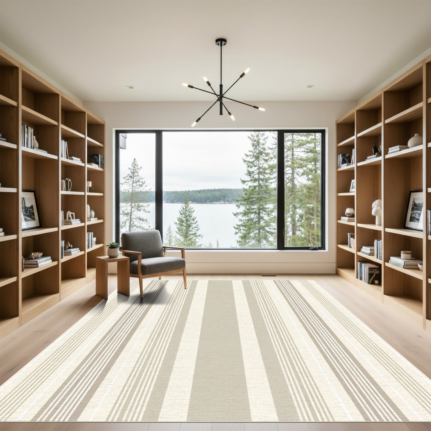 Neutral Earth Tone Vertical Stripe Rug