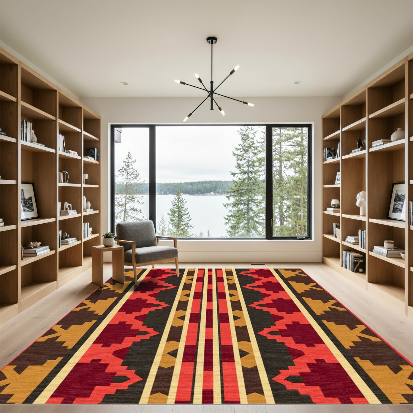 Warm Earth Tones Geometric Stripe Rug