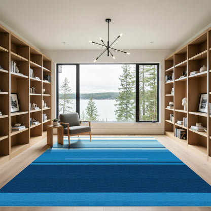 Abstract Blue Stripe Gradient Rug