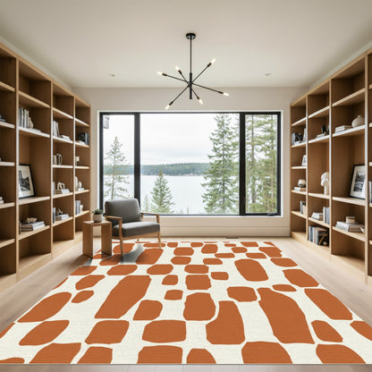 Crimson Pebble Irregular Blocks Rug