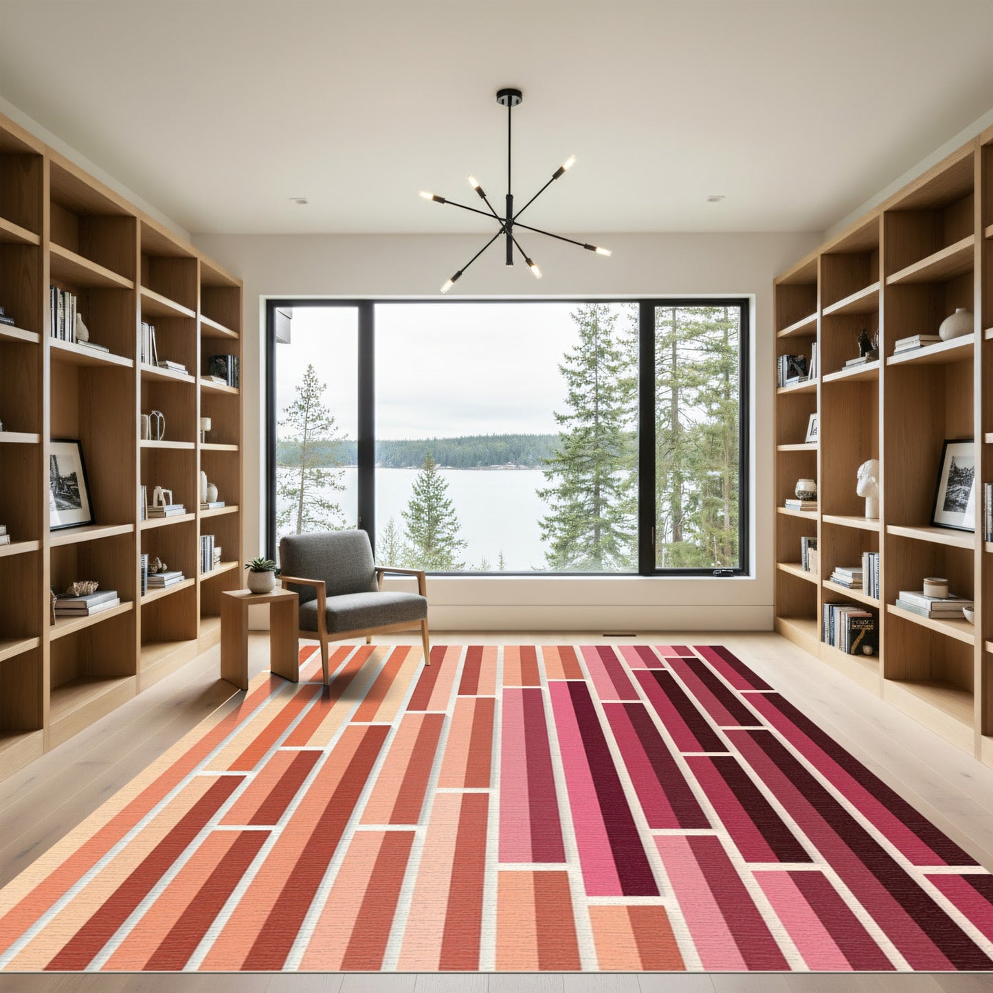 Gradient Pink Orange Vertical Bars Rug