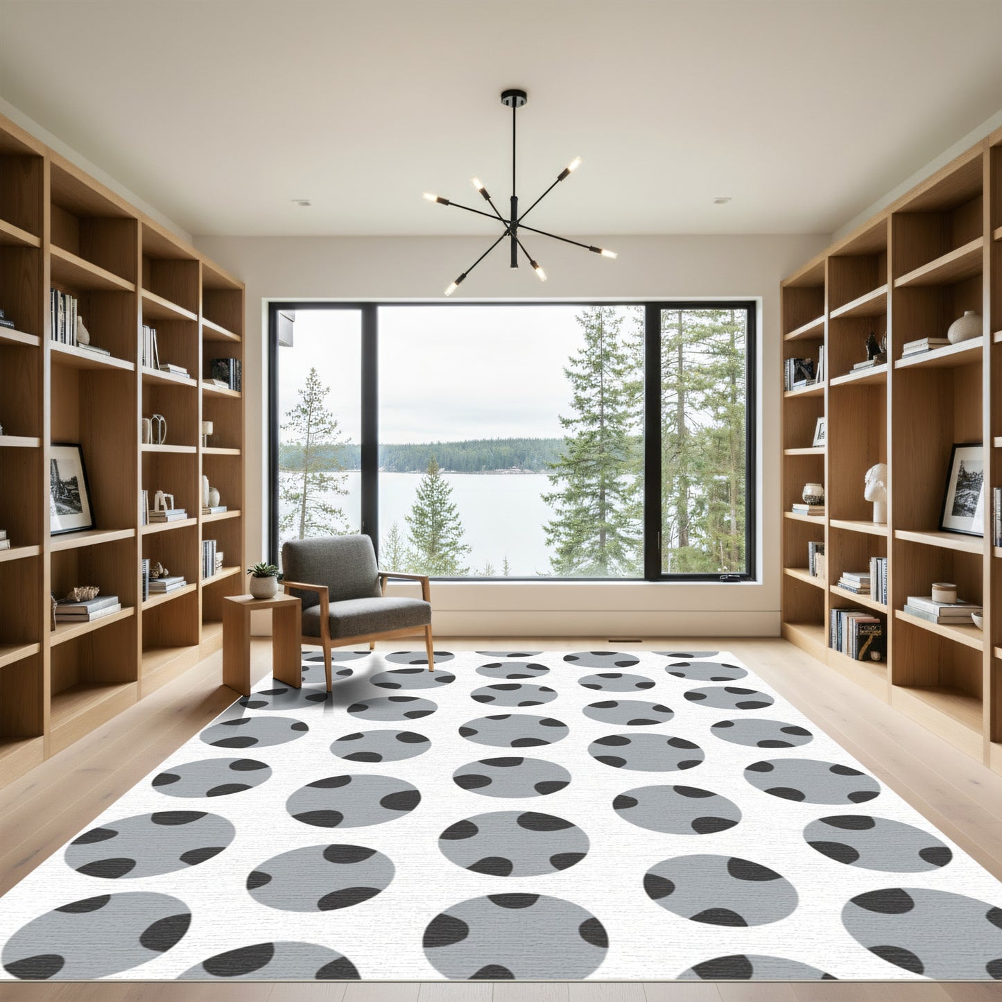 Gray Polka Dot Circles Pattern Rug