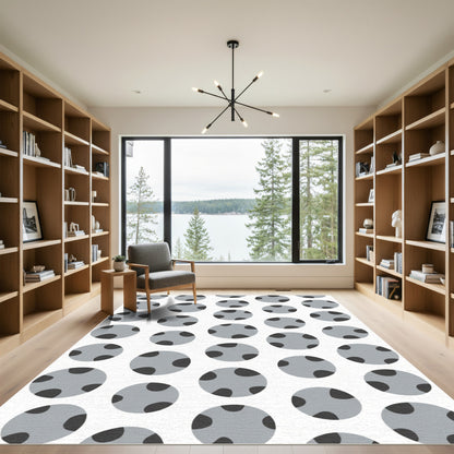 Gray Polka Dot Circles Pattern Rug