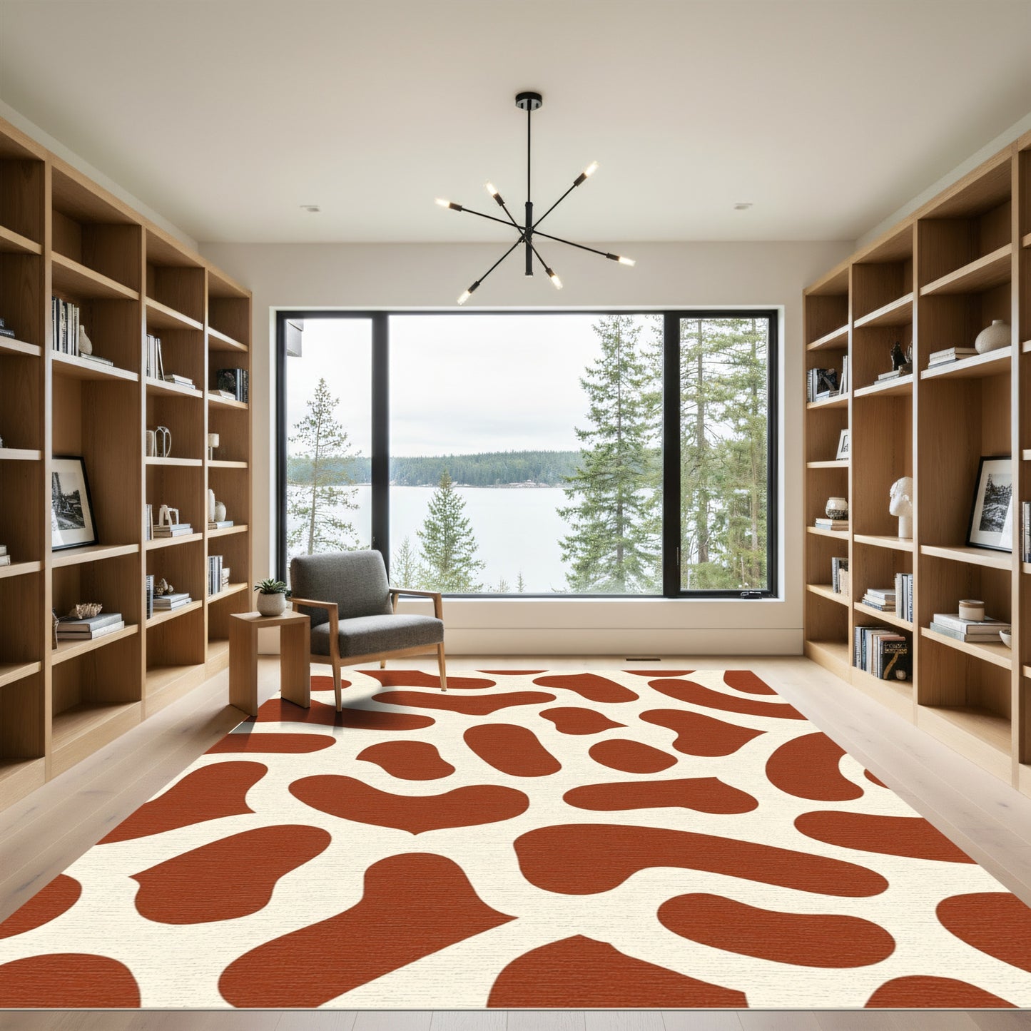 Brown And Cream Abstract Spots Rug