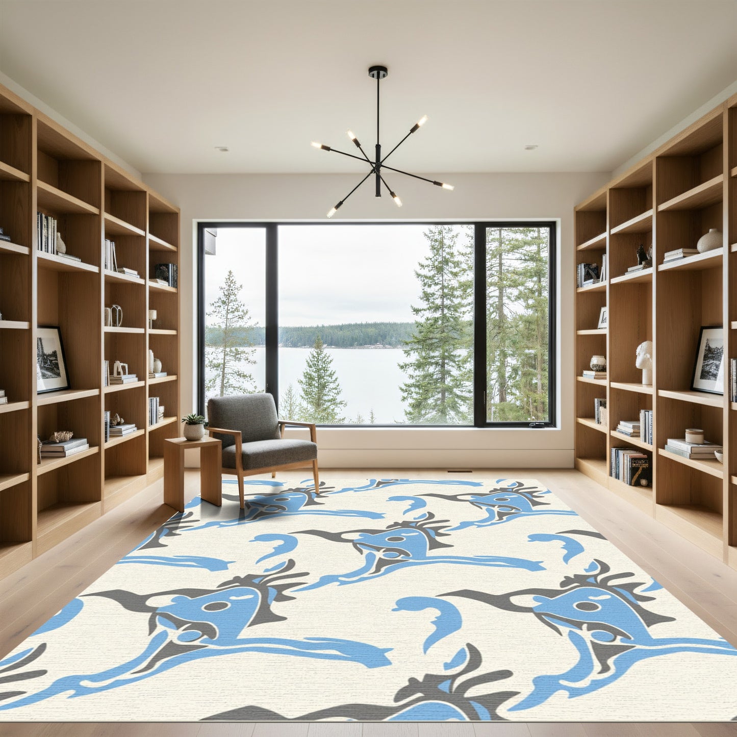 Abstract Blue Gray Creature Repeat Rug
