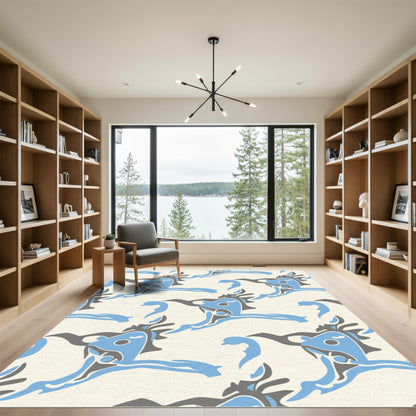 Abstract Blue Gray Creature Repeat Rug