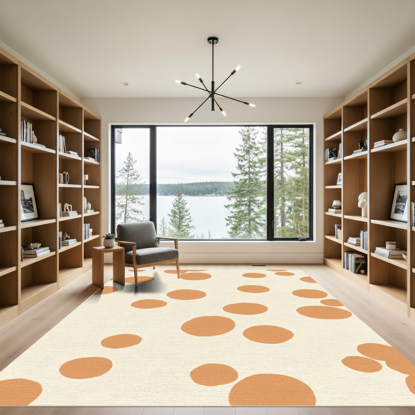 Cream Orange Dot Scatter Rug