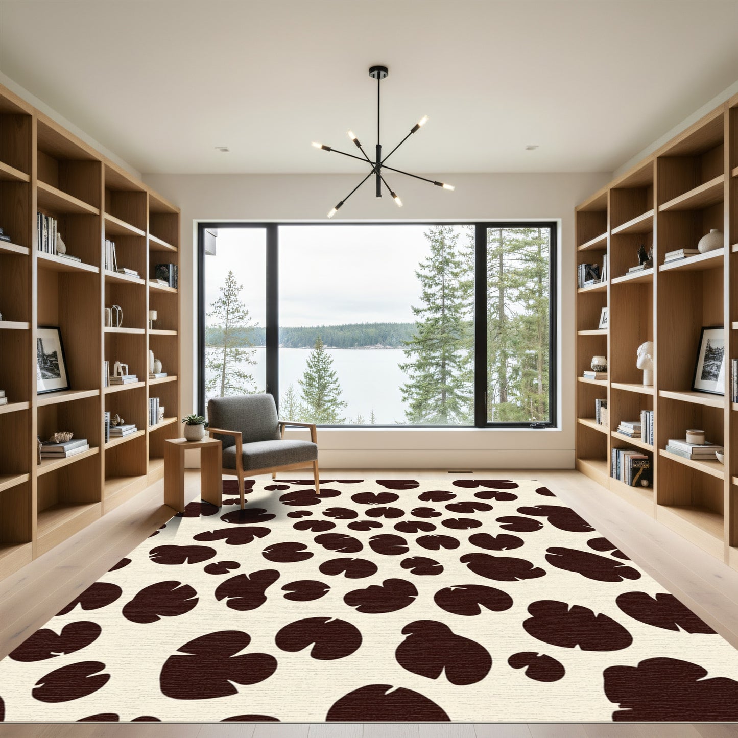 Brown Spotted Cream Art Rug