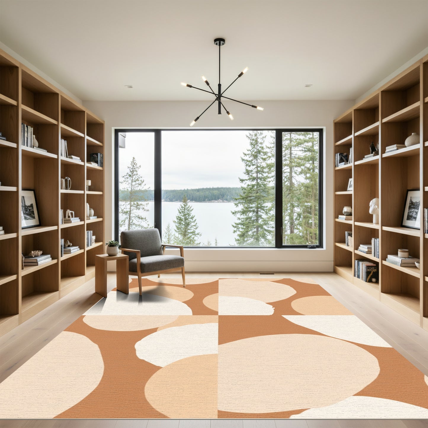 Terracotta Neutral Blob Grid Rug