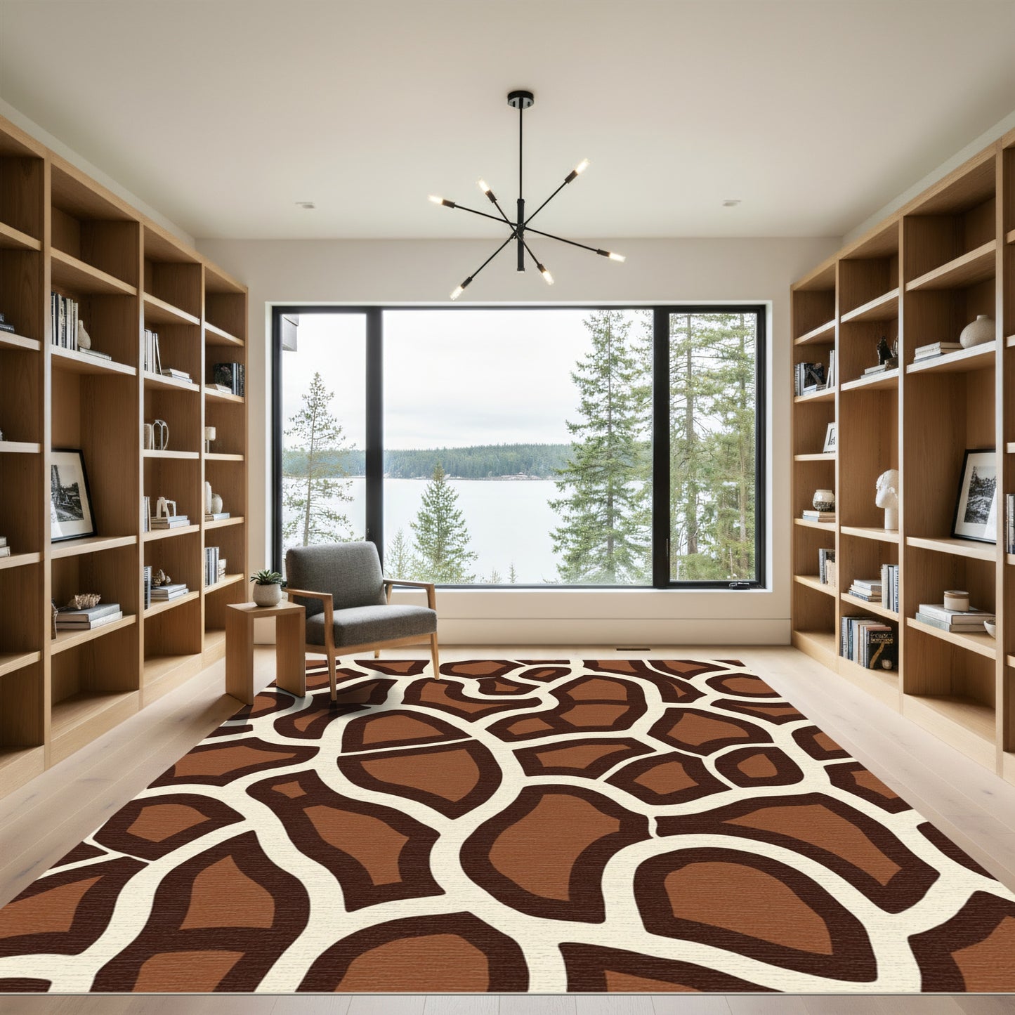 Brown Cream Animal Spot Texture Rug