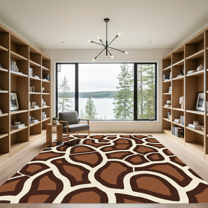 Brown Cream Animal Spot Texture Rug