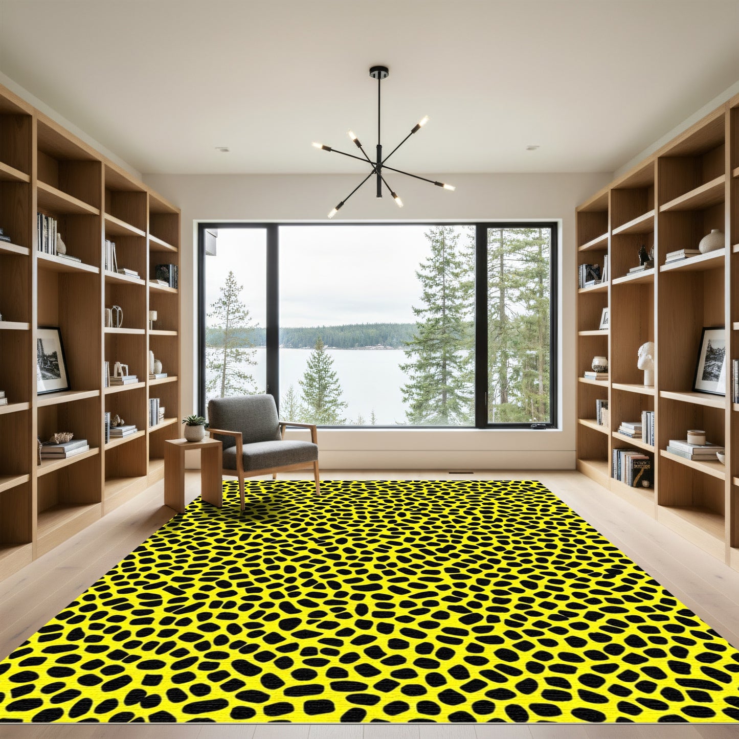 Bold Yellow Black Animal Spots Rug