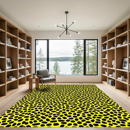 Bold Yellow Black Animal Spots Rug