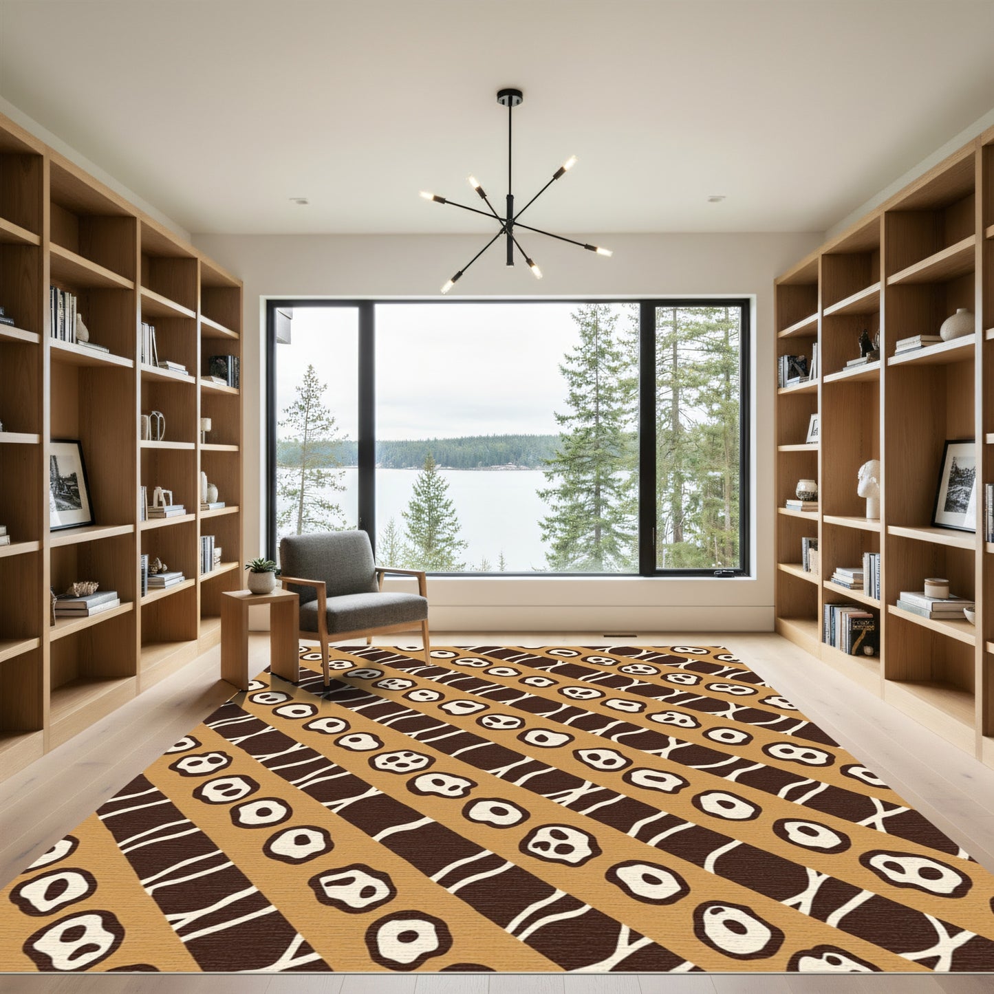 Brown Tan Organic Stripe Composition Rug
