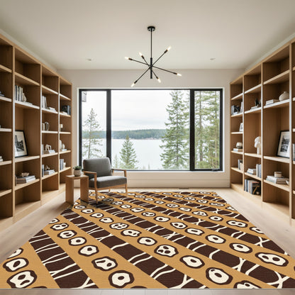 Brown Tan Organic Stripe Composition Rug