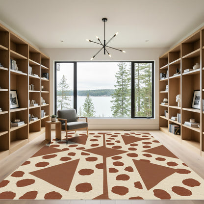 Brown Speckled Geometric Hexagon Rug