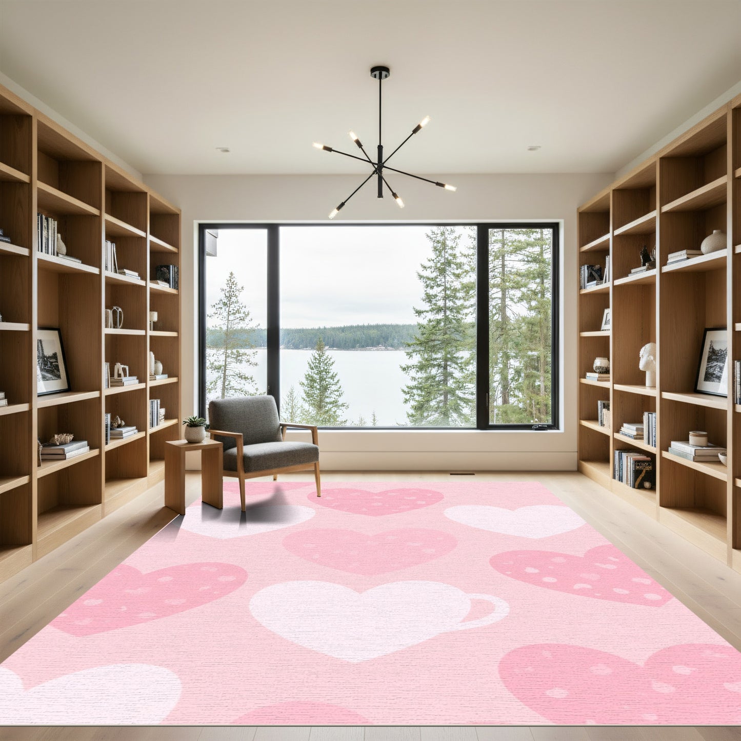 Sweet Pink Heart Cluster Rug