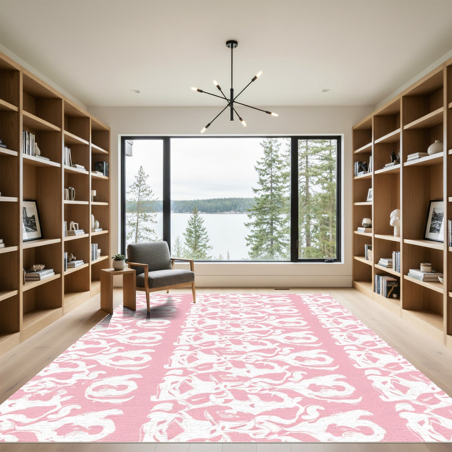 Soft Pink Organic Swirl Abstraction Rug