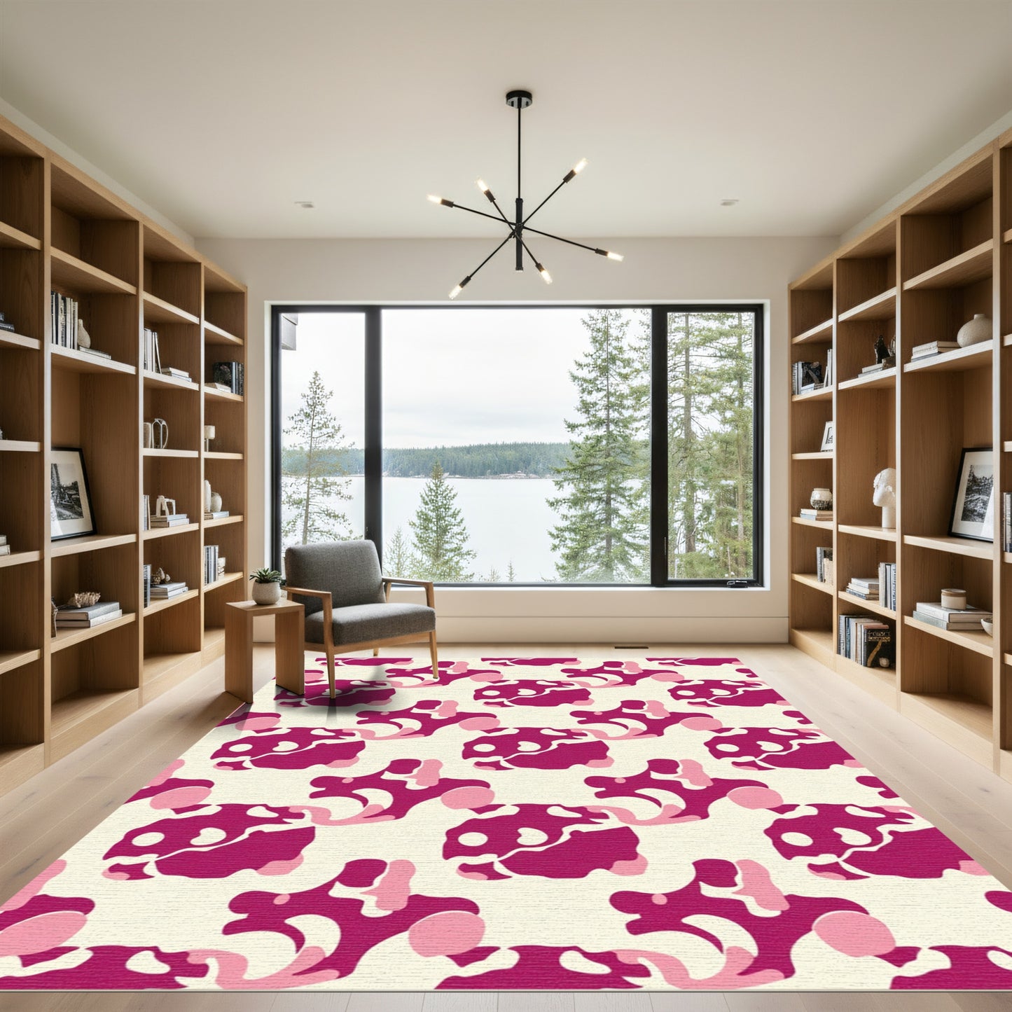 Fuchsia Abstract Amorphous Contemporary Rug