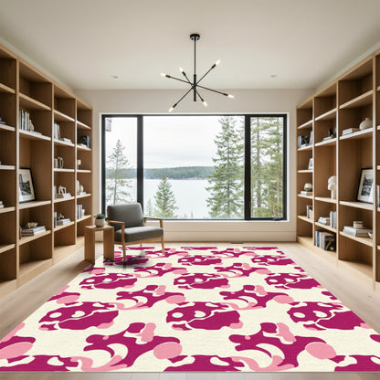 Fuchsia Abstract Amorphous Contemporary Rug