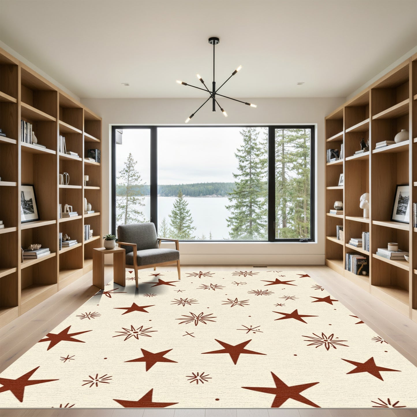 Cream Colored Stellar Sparkle Star Rug
