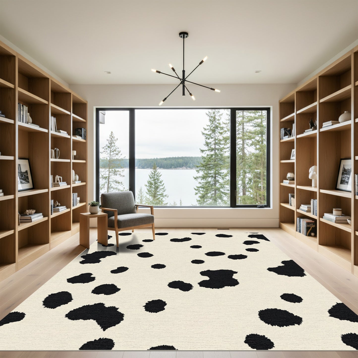 Cream Back White Spotty Contemporary Rug