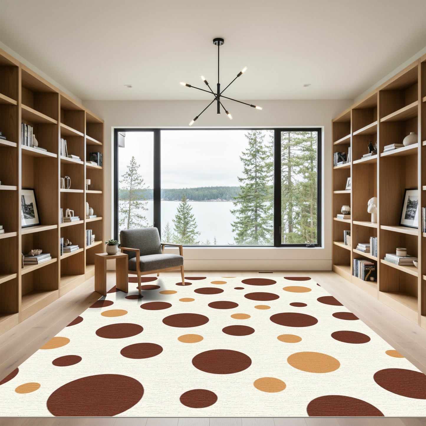 Brown Tan Polka Dot Collection Rug