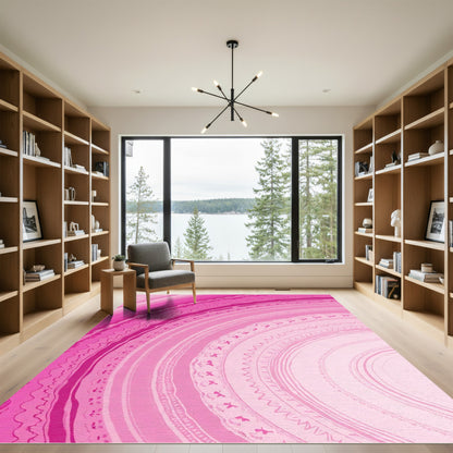 Radiant Pink Mandala Concentric Circles Rug