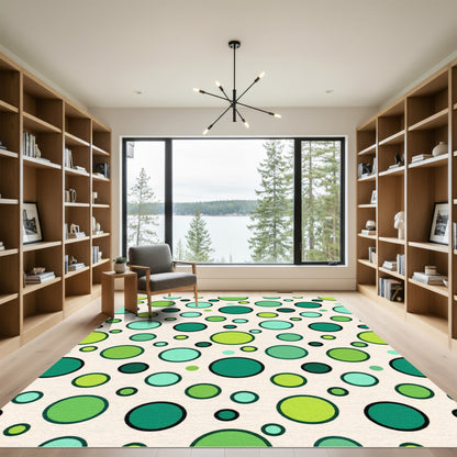 Emerald green polka dot scattered Rug