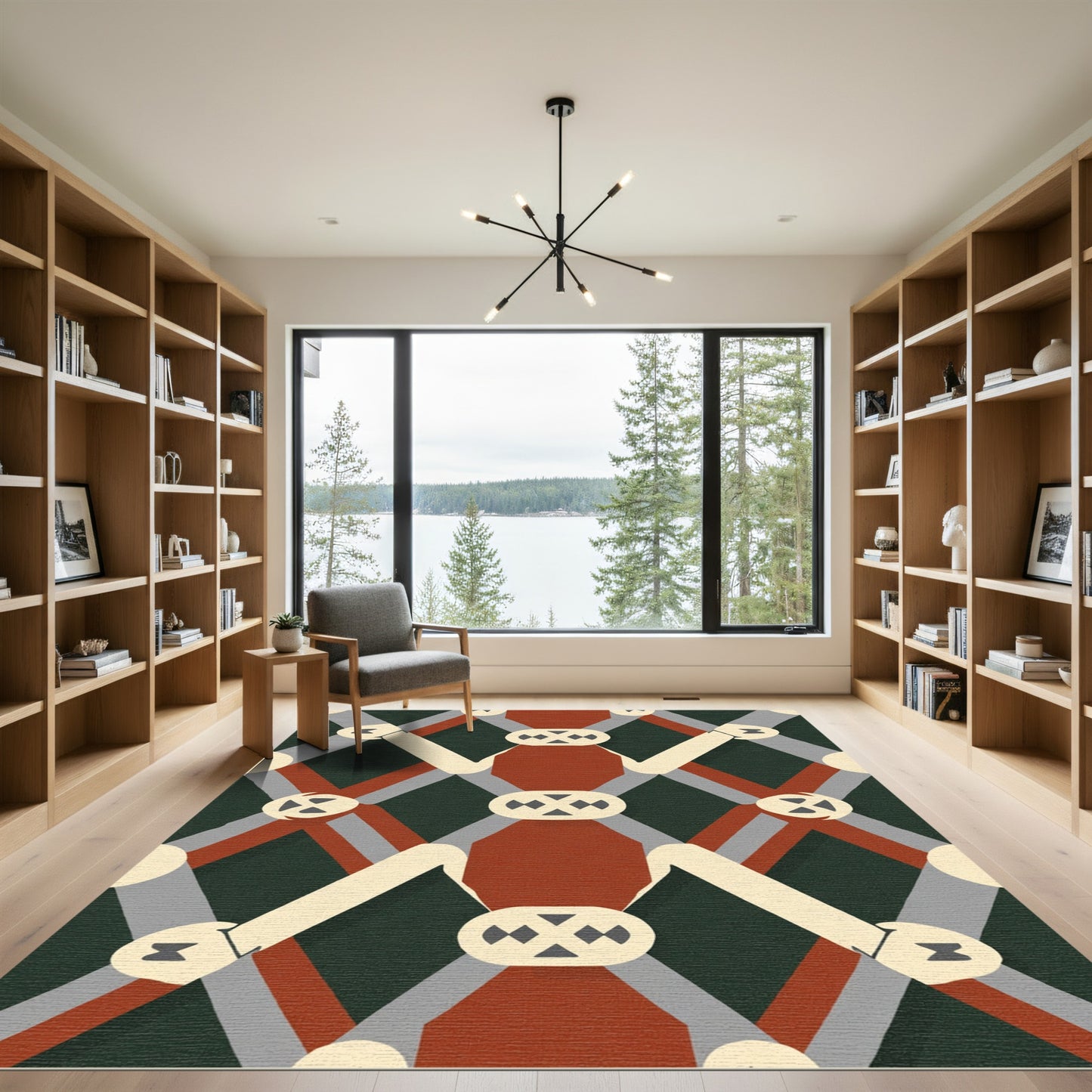 Deep Emerald Lattice Diamond Rug