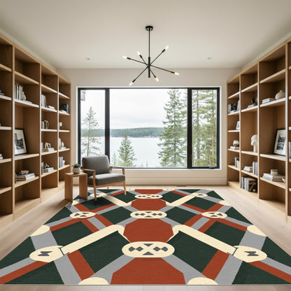 Deep Emerald Lattice Diamond Rug