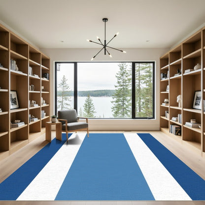 Bold Blue White Stripe Rug