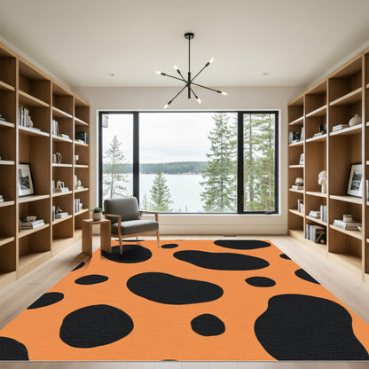 Bold Orange Black Blob Rug