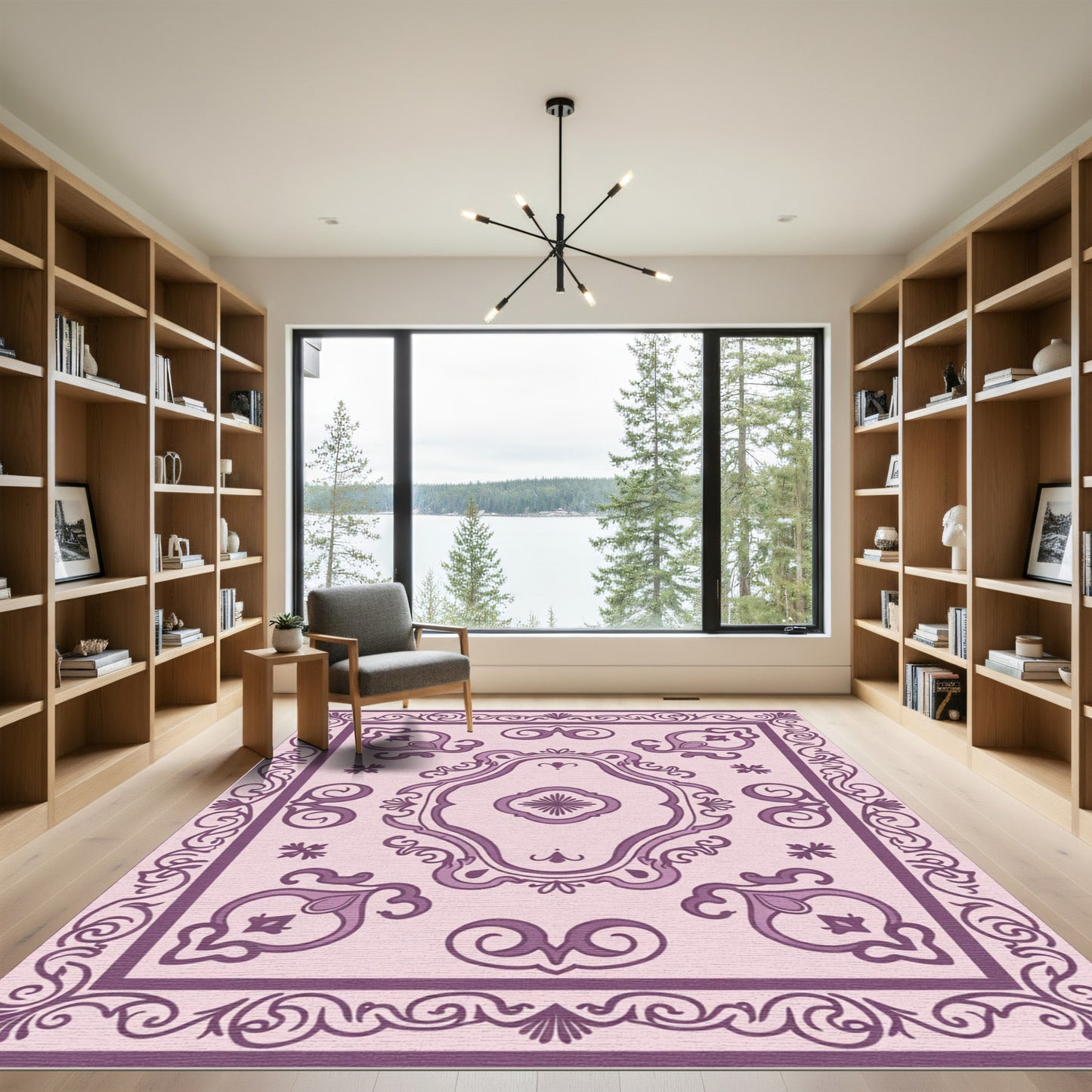 Vintage Lilac Floral Medallion Rug