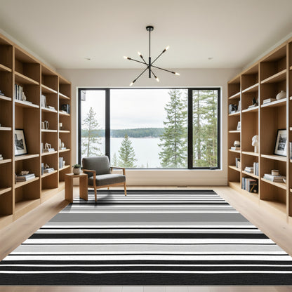 Monochrome Horizontal Stripe Collection Rug