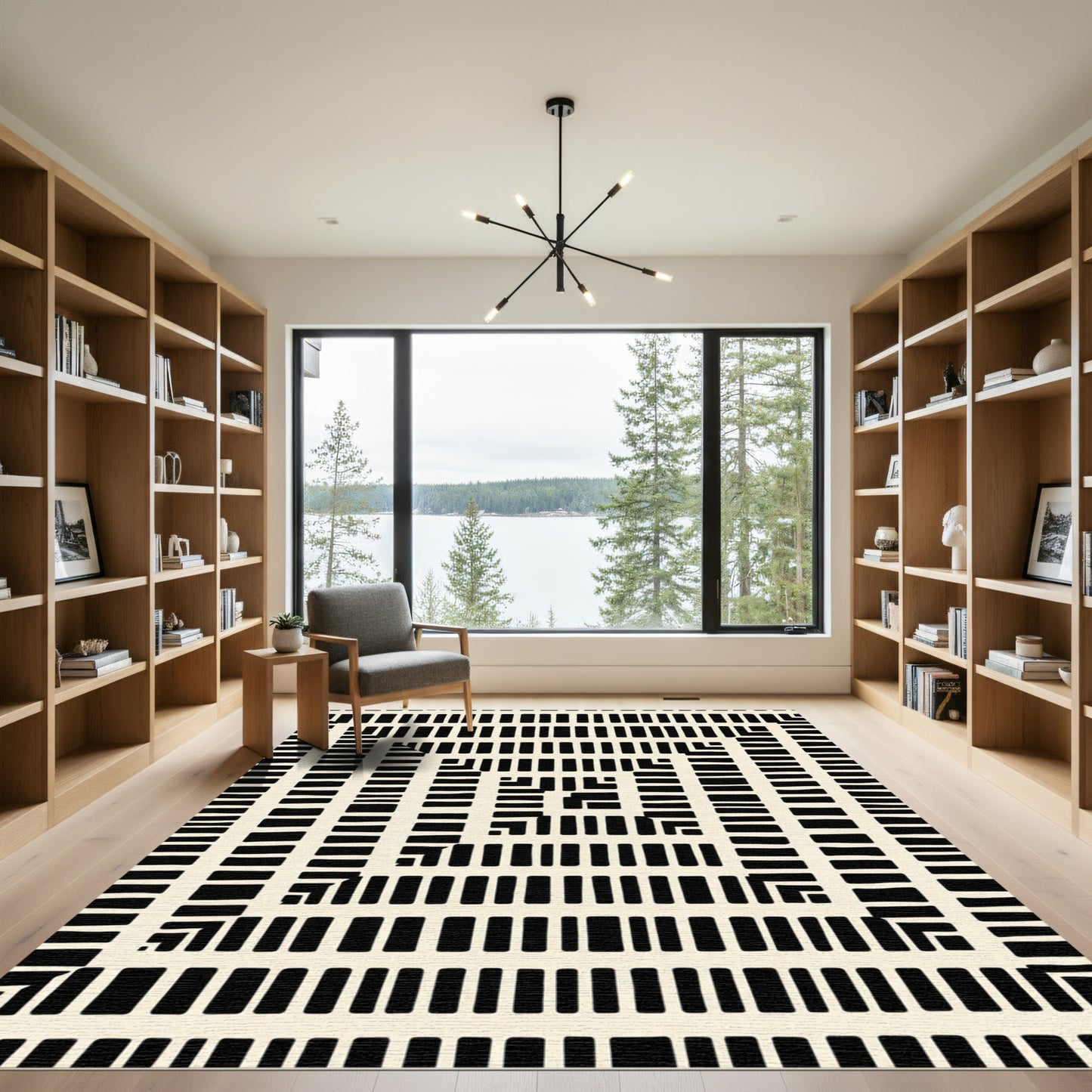 Abstract Square Labyrinth Layout Rug
