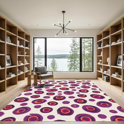 Fuzzy Purple Orange Abstract Dots Rug