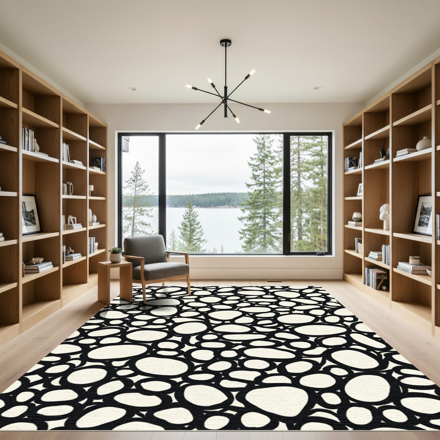 Monochromatic Pebble Cluster Organic Shape Rug