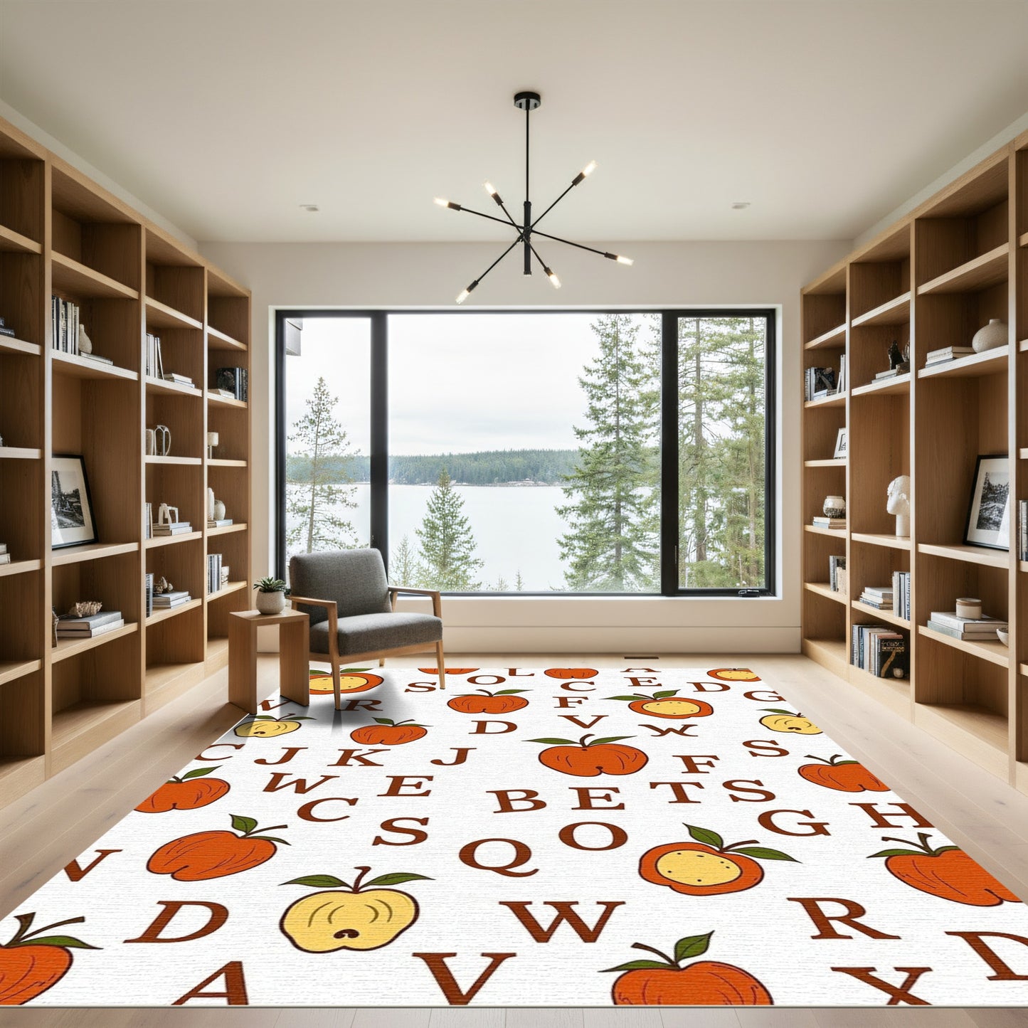 Whimsical Apple Alphabet Composition Rug