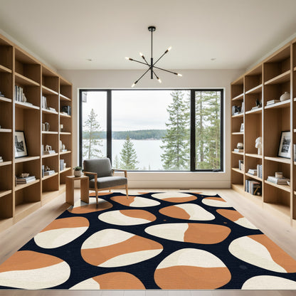Modern Cream and Tan Abstract Stones Rug
