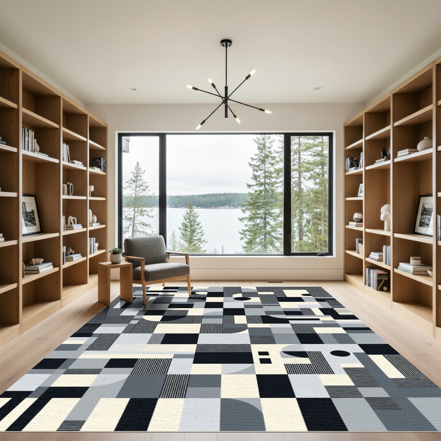 Monochromatic Geometric Composition Rug