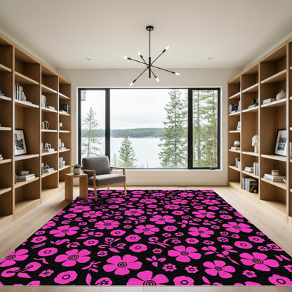 Bright Pink Floral Scatter Rug