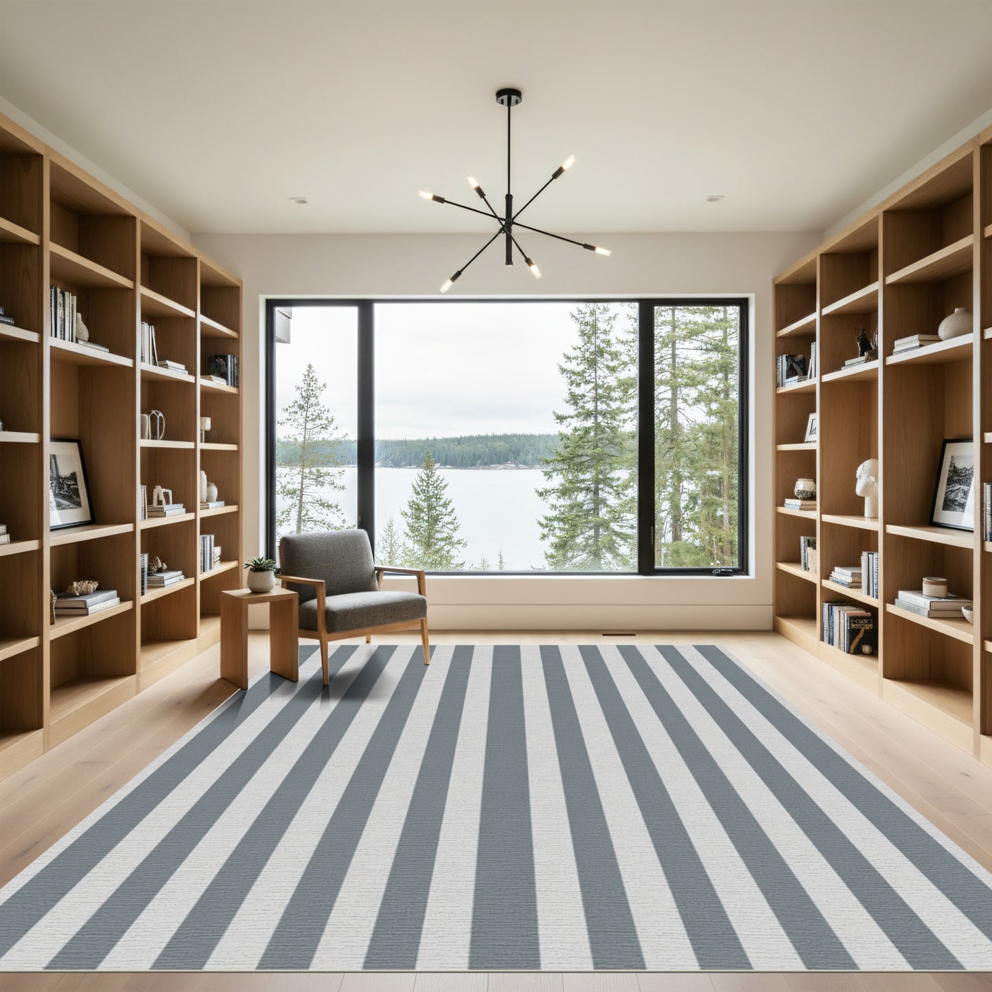Classic Gray White Stripe Rug