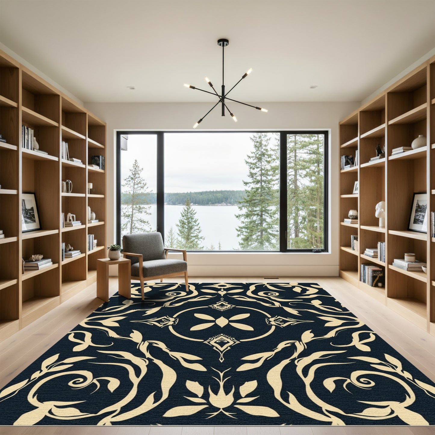 Classic Cream Floral Symmetry Rug