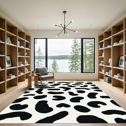 Black White Amoeba Spots Rug