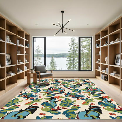 Abstract Blue Green Organic Shapes Rug
