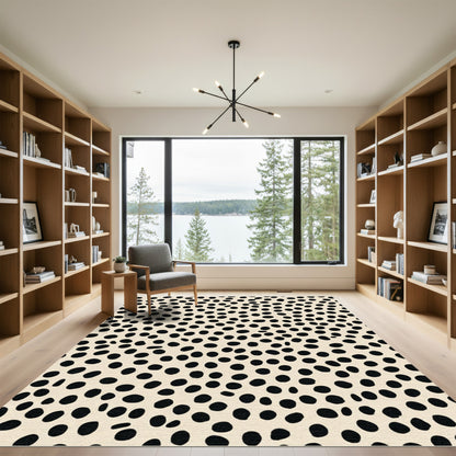 Neutral Cream Black Dot Spot Rug
