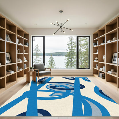 Midnight Blue Swirl Collage Rug